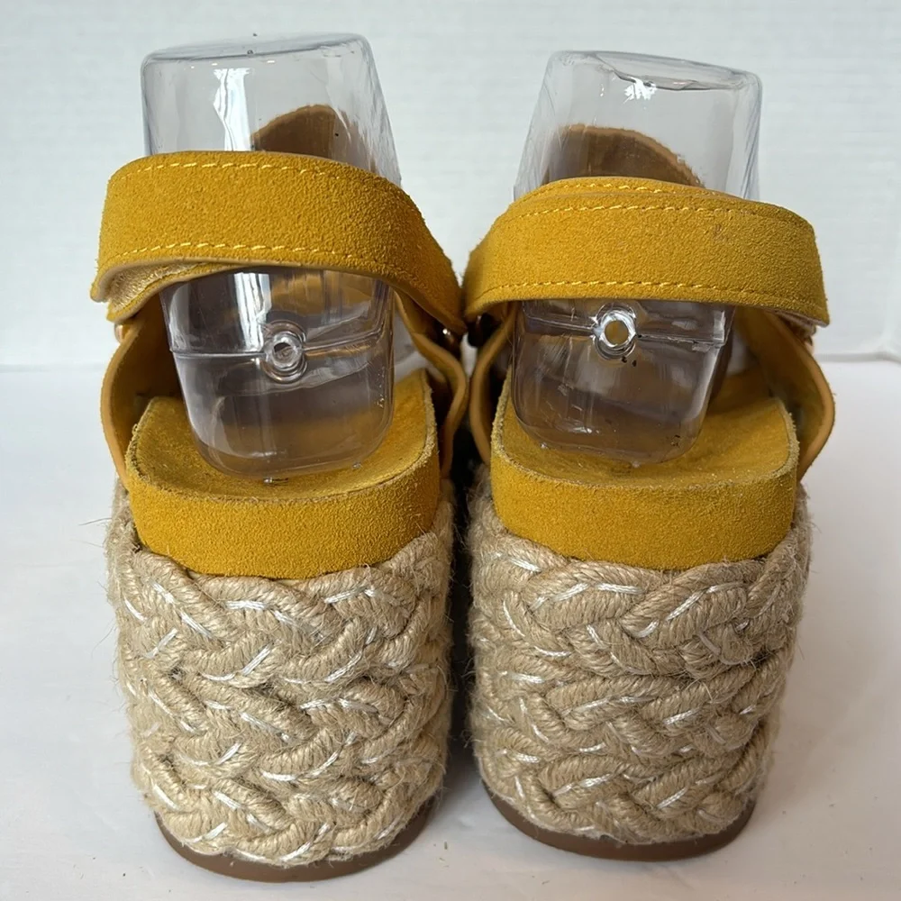 Kelsi Dagger Mustard Yellow Espadrille Wedge Sandals
